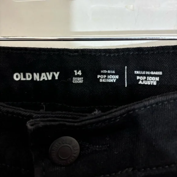 Old Navy Pop Icon Skinny Mid Rise Jeans - Black / Ripped details - 14 Short - Picture 5 of 6